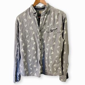 Free Nature 100% Cotton Butterfly Women's Med Button Up Camp Shirt